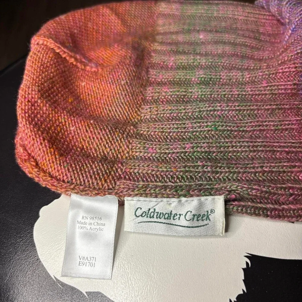 Vintage 90s Coldwater Creek Pastel Rainbow Knit Beanie 🌿